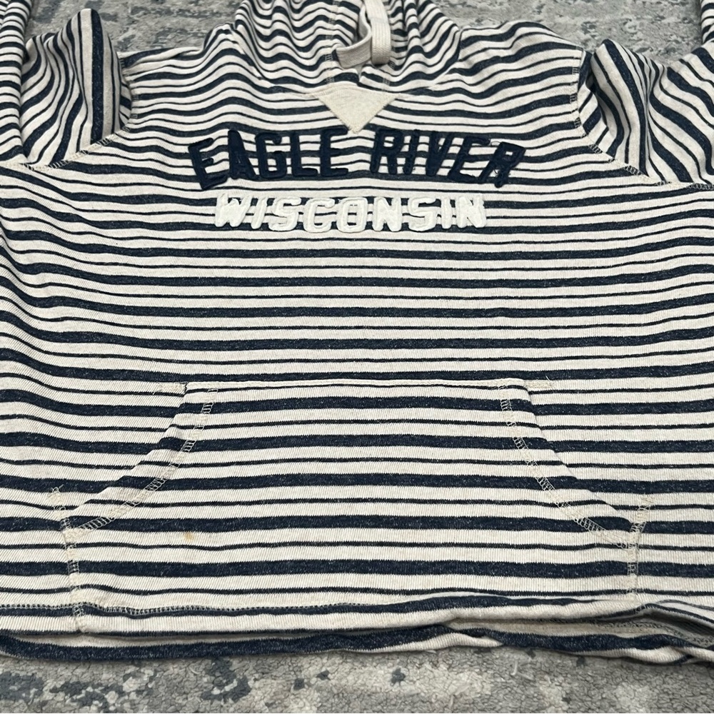 Women’s Blue 84 Striped Eagle River, Wisconsin lightweight striped hoodie XL - Picture 8 of 10